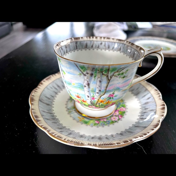 Silver Birch Bone China tea cup and saucer. 3 sets available. All mint condition - Picture 1 of 2
